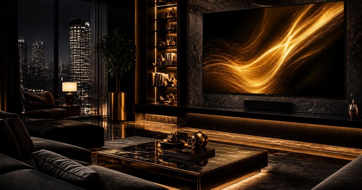 Salon moderne avec une Smart TV prête pour le streaming